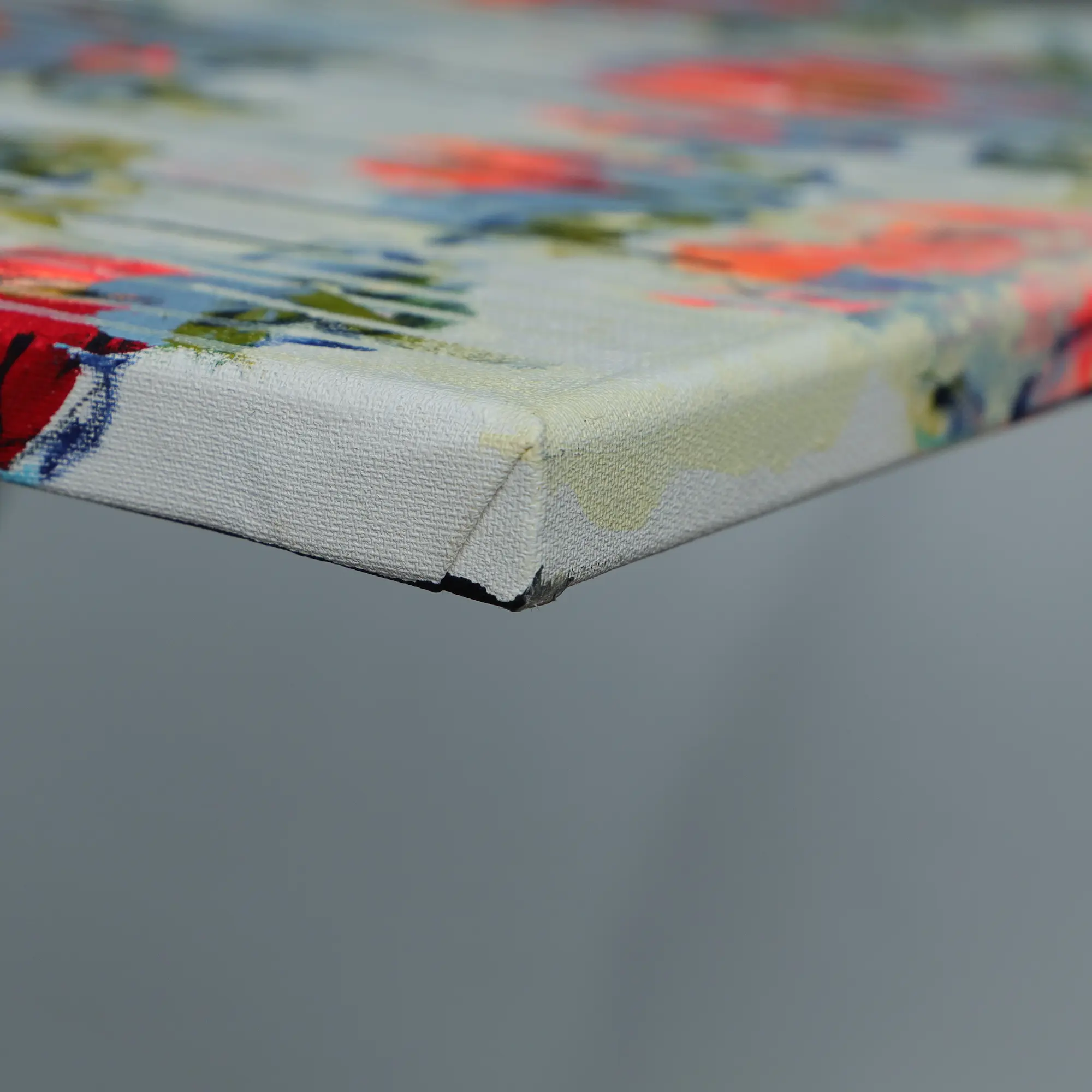 Nahaufnahme echtes Art Gemälde Bild Teich See Rosen Lilien weiss neon orange weiß Verlauf