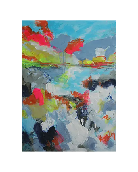 XL Gemälde Bild gelb hell blau neon Sonne Sonnen Untergang Meer Strand Nordsee