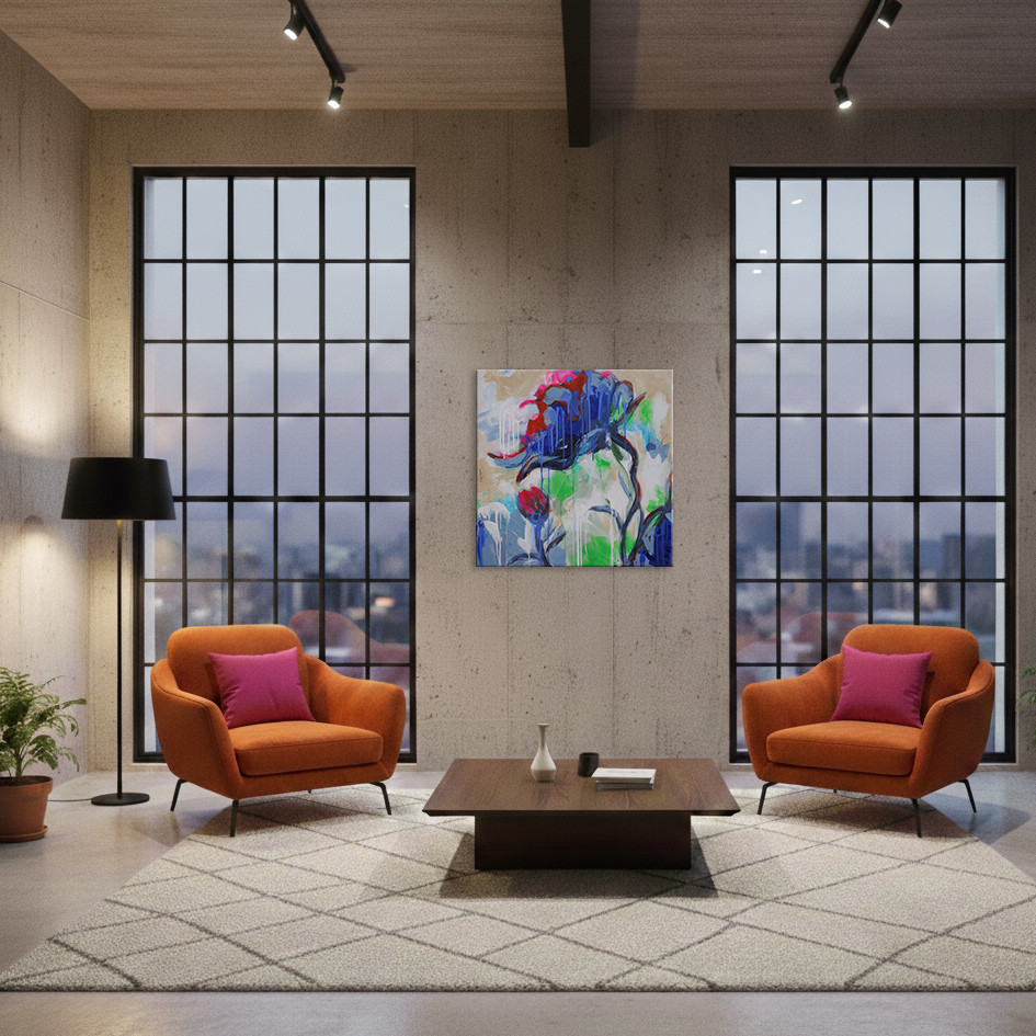 Nahaufnahme XXL XL Gemälde Bild weiss blau Blume Bluete Garten Mohn Rose Pfingst abstrakt