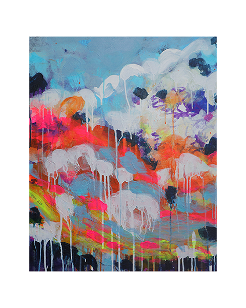 Gemaelde Wand Bild neon lila dunkel blau Himmel Abend Sylt Meer Nordsee Strand