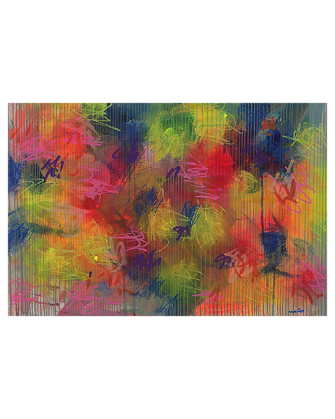 Gemaelde neon pink gruen blau Linien grau gelb orange Linien Streifen Kleckse