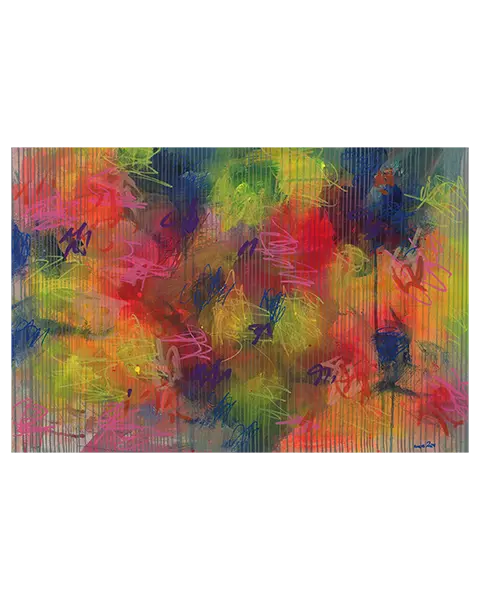 Gemälde neon pink gruen blau Linien grau gelb orange Linien Streifen Kleckse