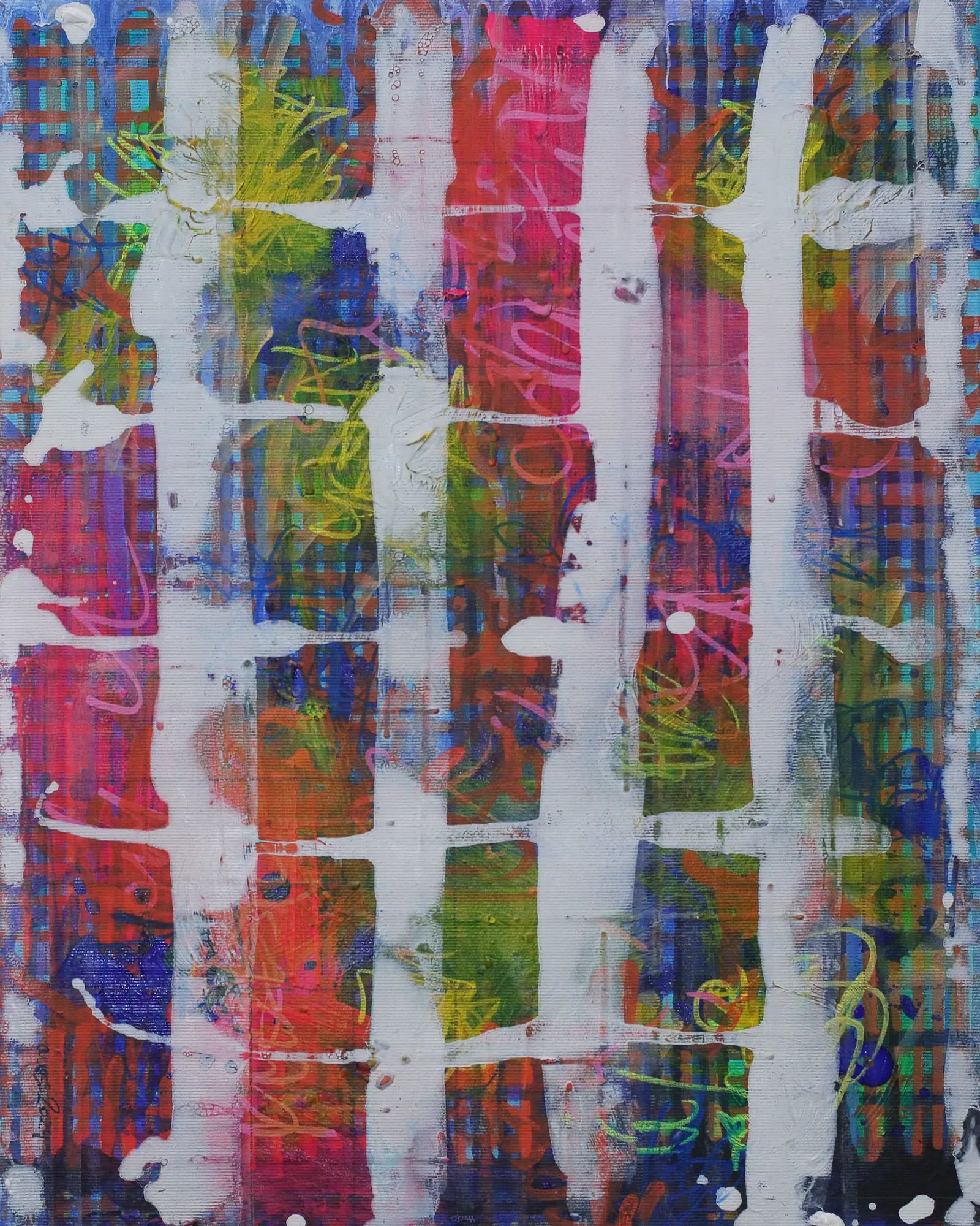 Gemälde Bild Unikat echt original Hotel Art abstrakt neon pink blau gelb orange