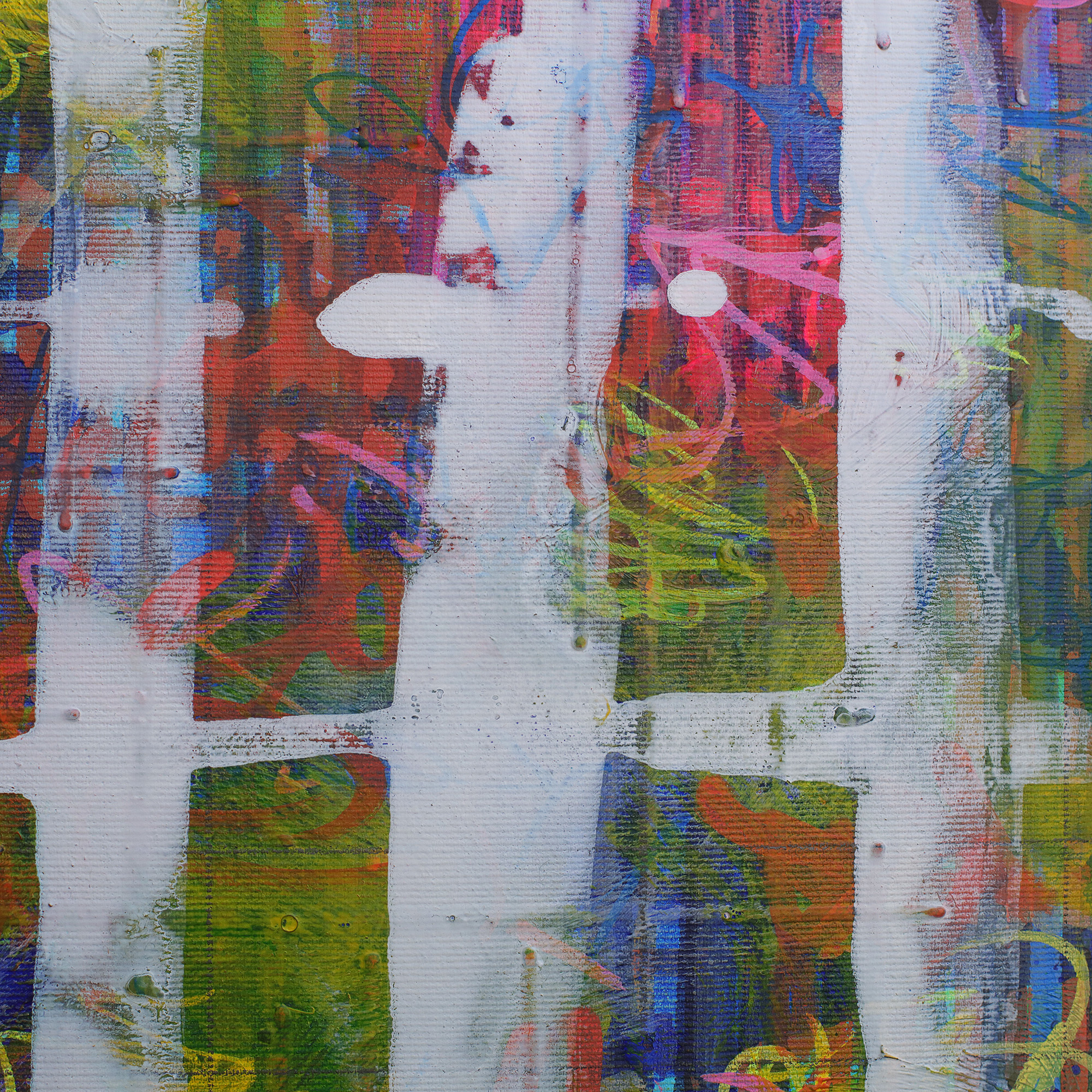 Nahaufnahme Gemaelde Bild Unikat echt original Hotel Art abstrakt neon pink blau gelb orange