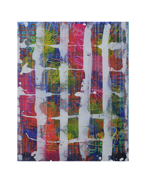 Gemaelde Bild Unikat echt original Hotel Art abstrakt neon pink blau gelb orange