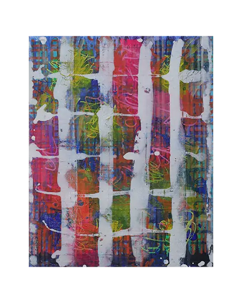 Gemälde Bild Unikat echt original Hotel Art abstrakt neon pink blau gelb orange