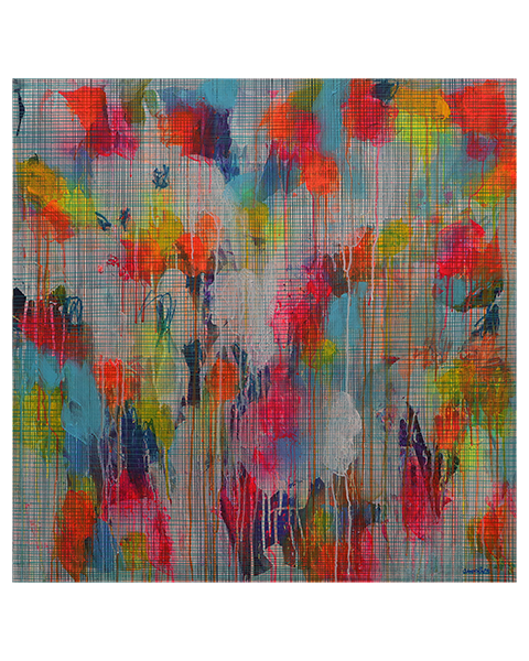 XXL XL Gemaelde Bild neon pink blau gelb weiss Linien Streifen Kleckse abstrakt