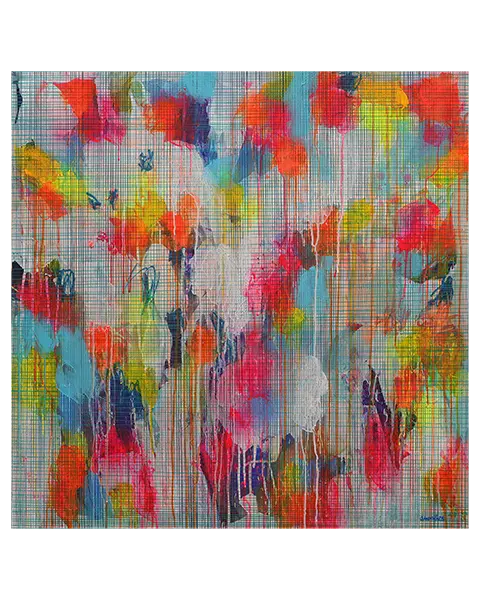 XXL XL Gemälde Bild neon pink blau gelb weiss Linien Streifen Kleckse abstrakt