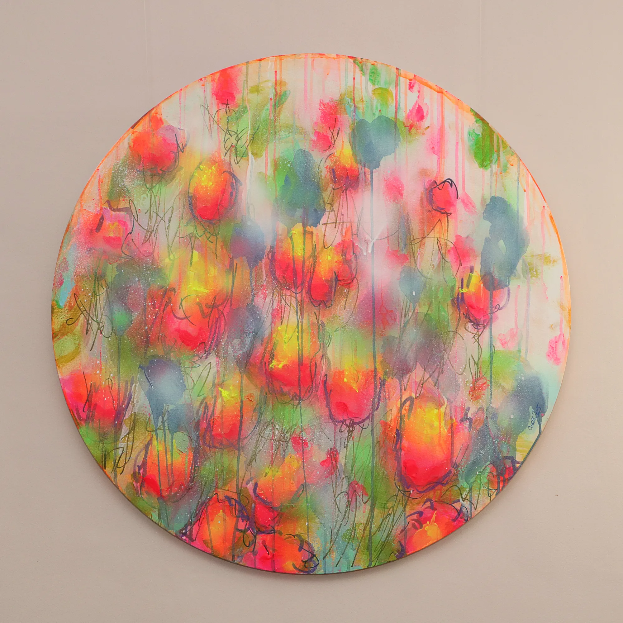 Abstraktes großformatiges Gemälde in Neonfarben aus Brandenburg