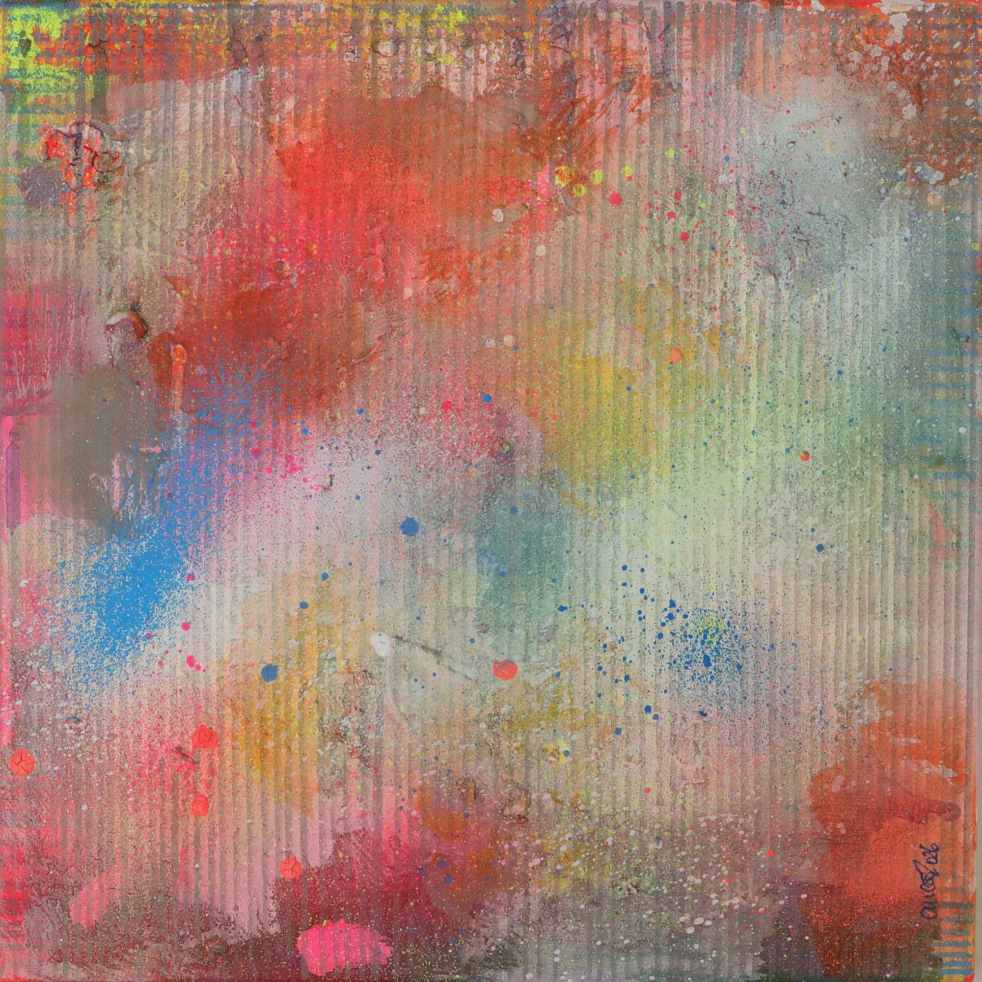 kleines Acryl Gemälde Wand Bild Deko Unikat neo pink gelb weiß günstig hype
