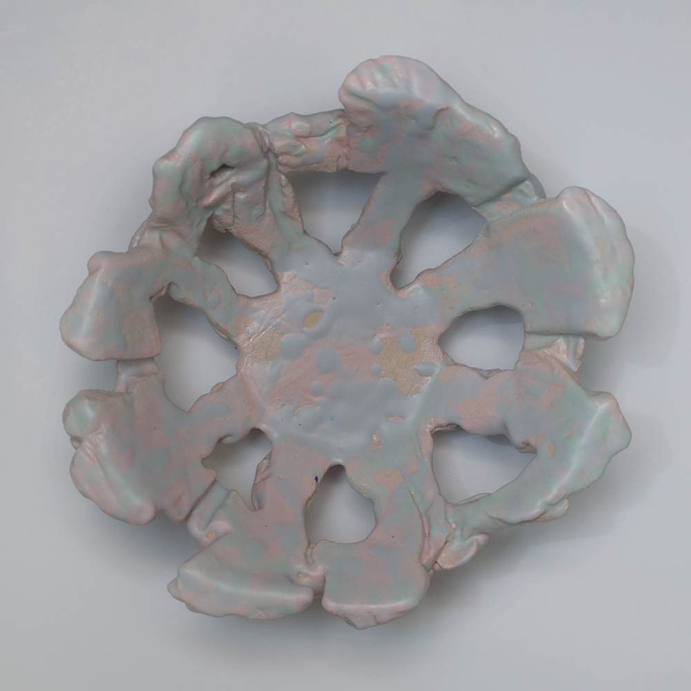 Nahaufnahme Keramik Deko Obst Schale bunt grau blau rosé pastell Oster Ostern Frühling abstrakt