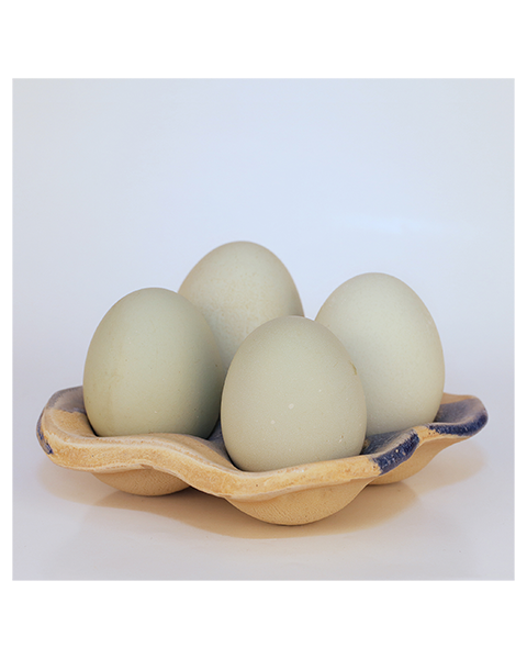 Ostern Deko Eier Becher Halter 4 4er blau beige matt Ei Geschirr Fruehling