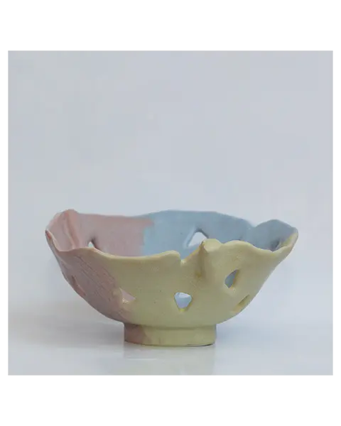 XS Mini Deko Kunst Schale cut outs pastell gelb rosa blau hell Dreieck Keramik