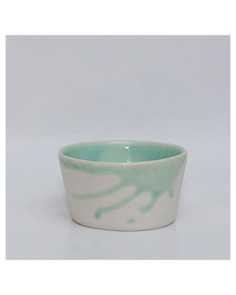 XS Mini Schale Weich Porzellan weiss tuerkis craquelee Deko Oliven Art Künstler