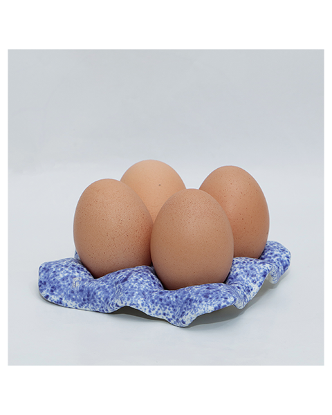 4er Eier Becher Halter Porzellan weiss blau Kunst Künstler Unikat Keramik Art