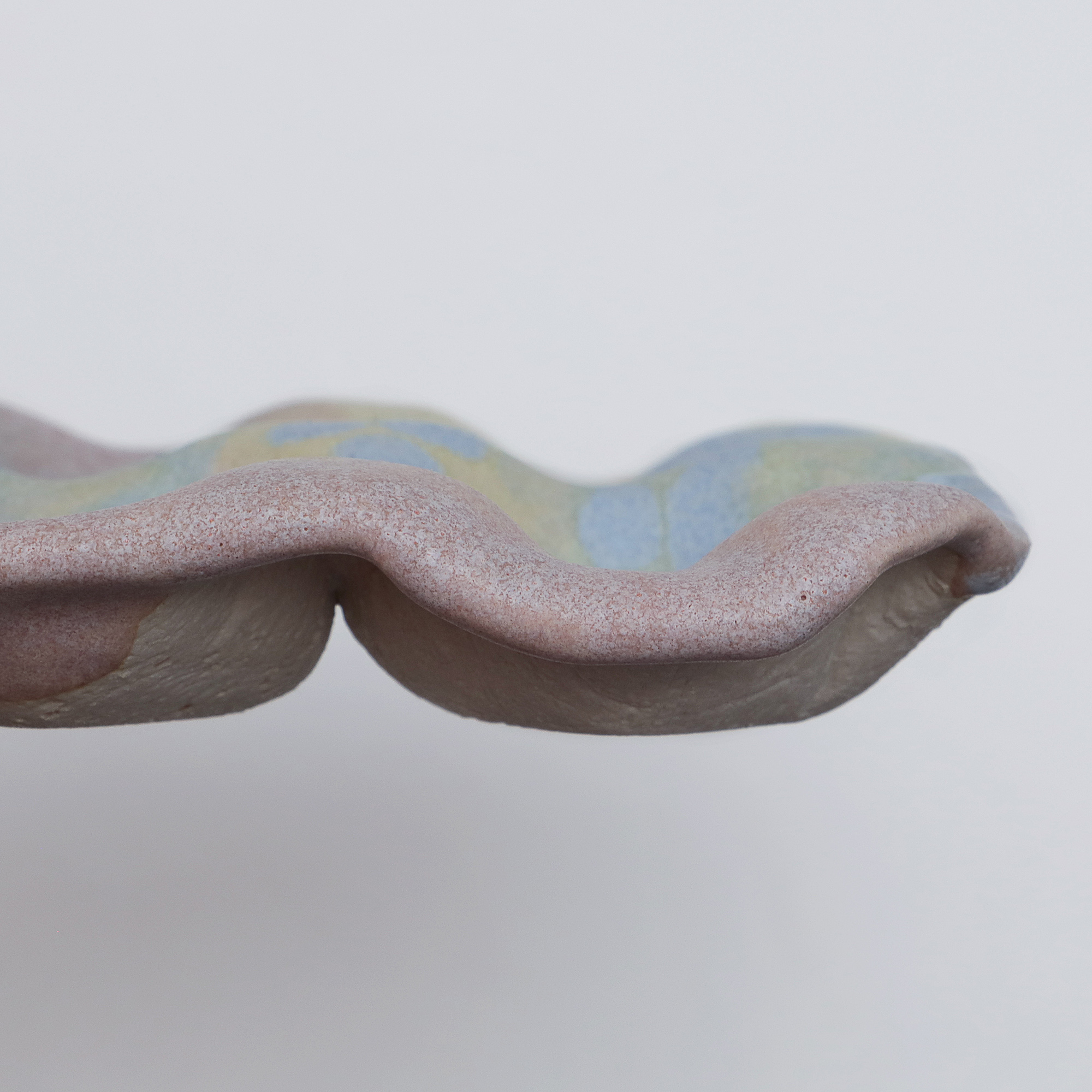 Nahaufnahme 4er Eier Becher Halter Steinzeug pastell gelb rosa blau Künstler Unikat Keramik