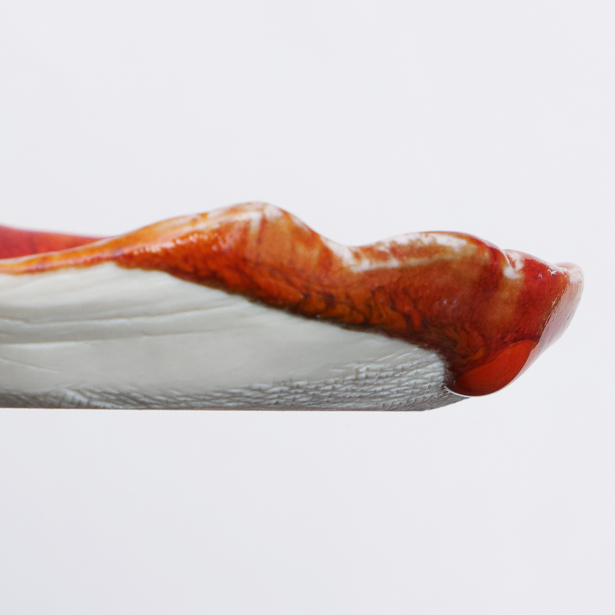 Nahaufnahme XS mini kleines Deko Blatt Schale Schmuck rot Glasur Weichporzellan Kunst antik