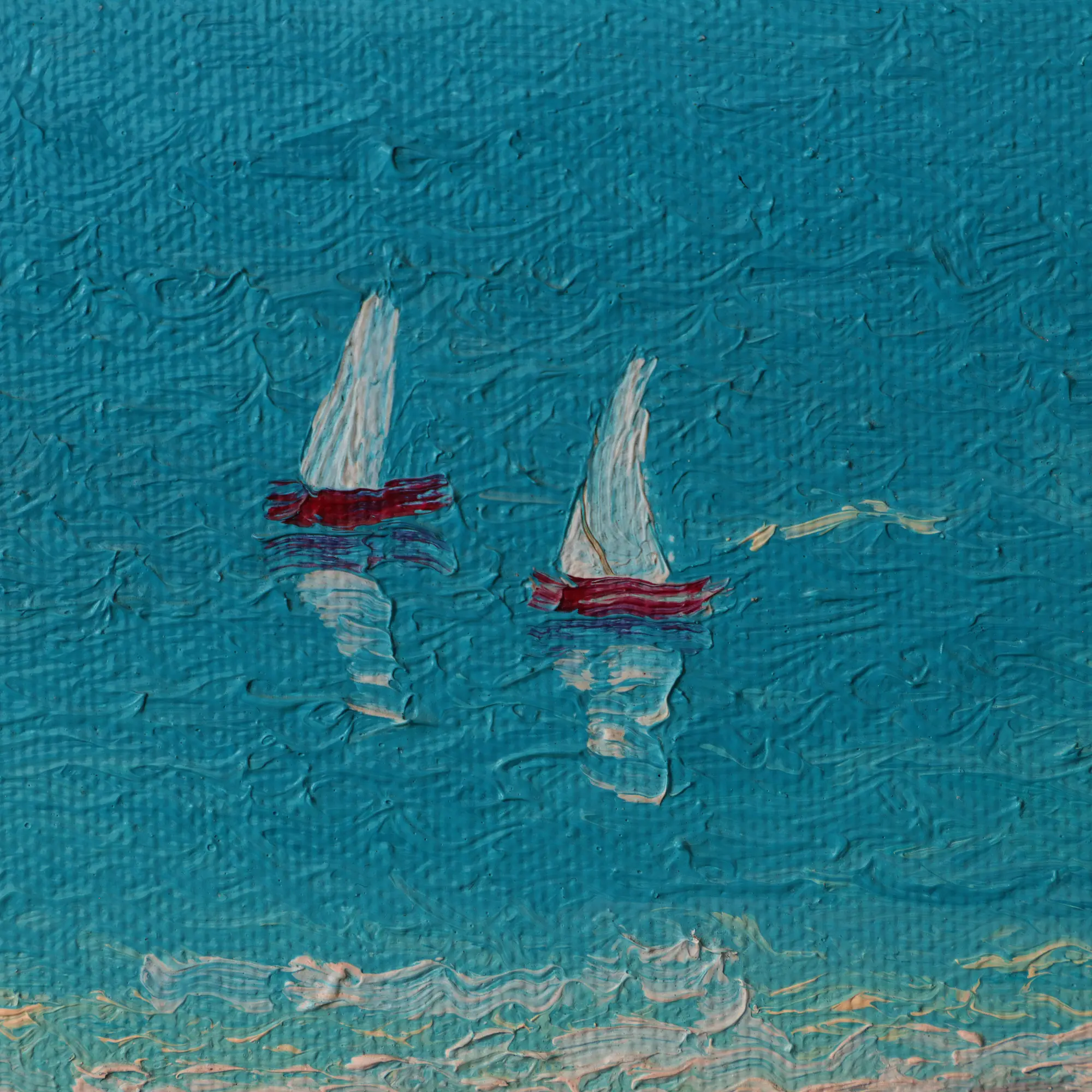 Nahaufnahme Gemaelde schmal Landschaft Strand Meer Urlaub Malediven Sonne Art tuerkis beige