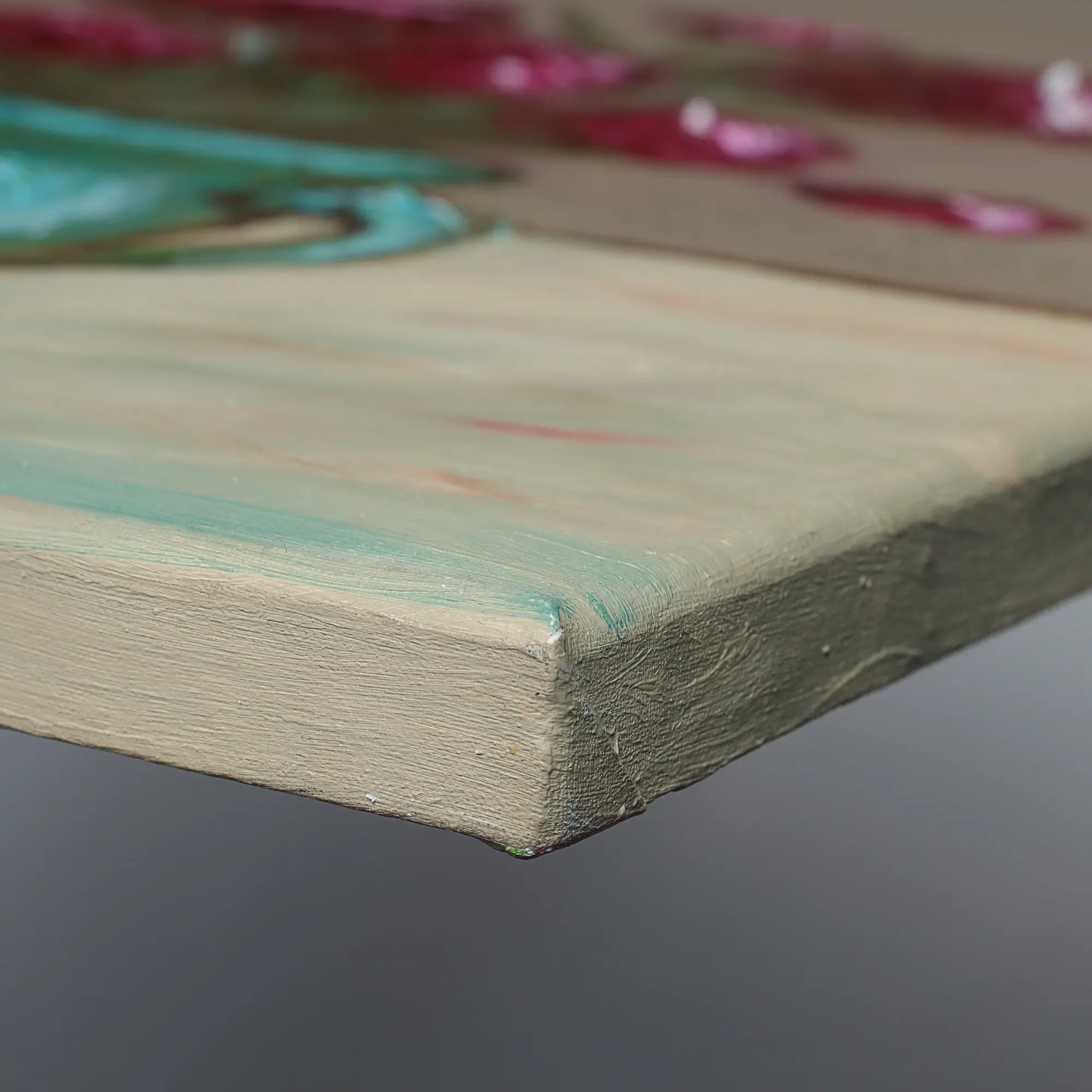 Nahaufnahme Gemälde Hochformat Hochkant pink braun beige Art Blumen Blume Strauss Topf Vase