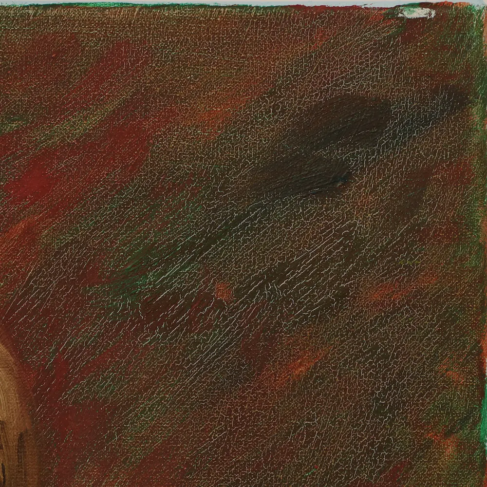 Nahaufnahme Gemälde Porträt Frau Dame Öl Kunst dunkel rot weiß blond torso klein echt