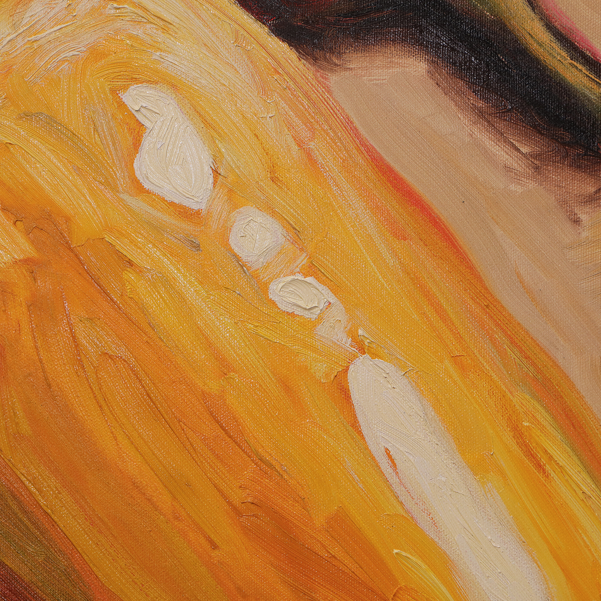 Nahaufnahme XL Gemälde Kueche Esszimmer Diele gelb rot orange Chilli Paprika Gewuerze