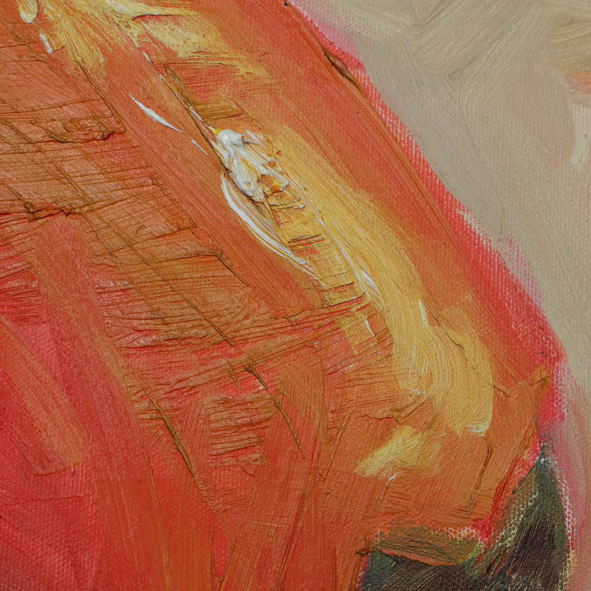 Nahaufnahme XL Gemälde Kueche Esszimmer Diele gelb rot orange Chilli Paprika Gewuerze