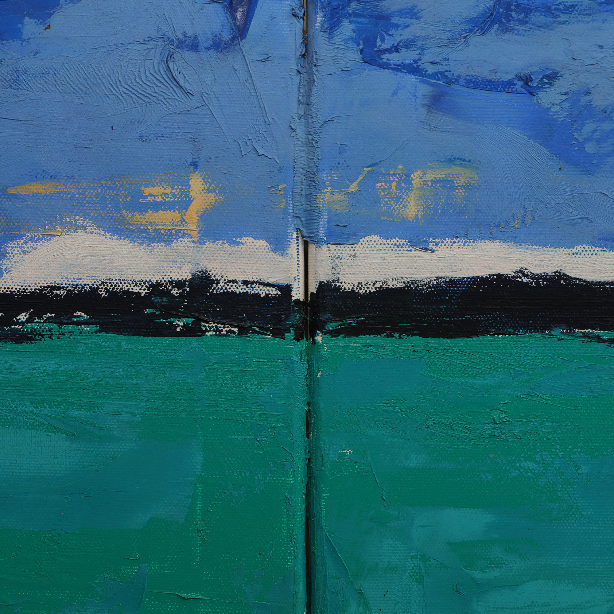 Nahaufnahme Gemälde XXL XL lang schmal Jamaika Meer Segel Boote blau gruen Strand Urlaub Art