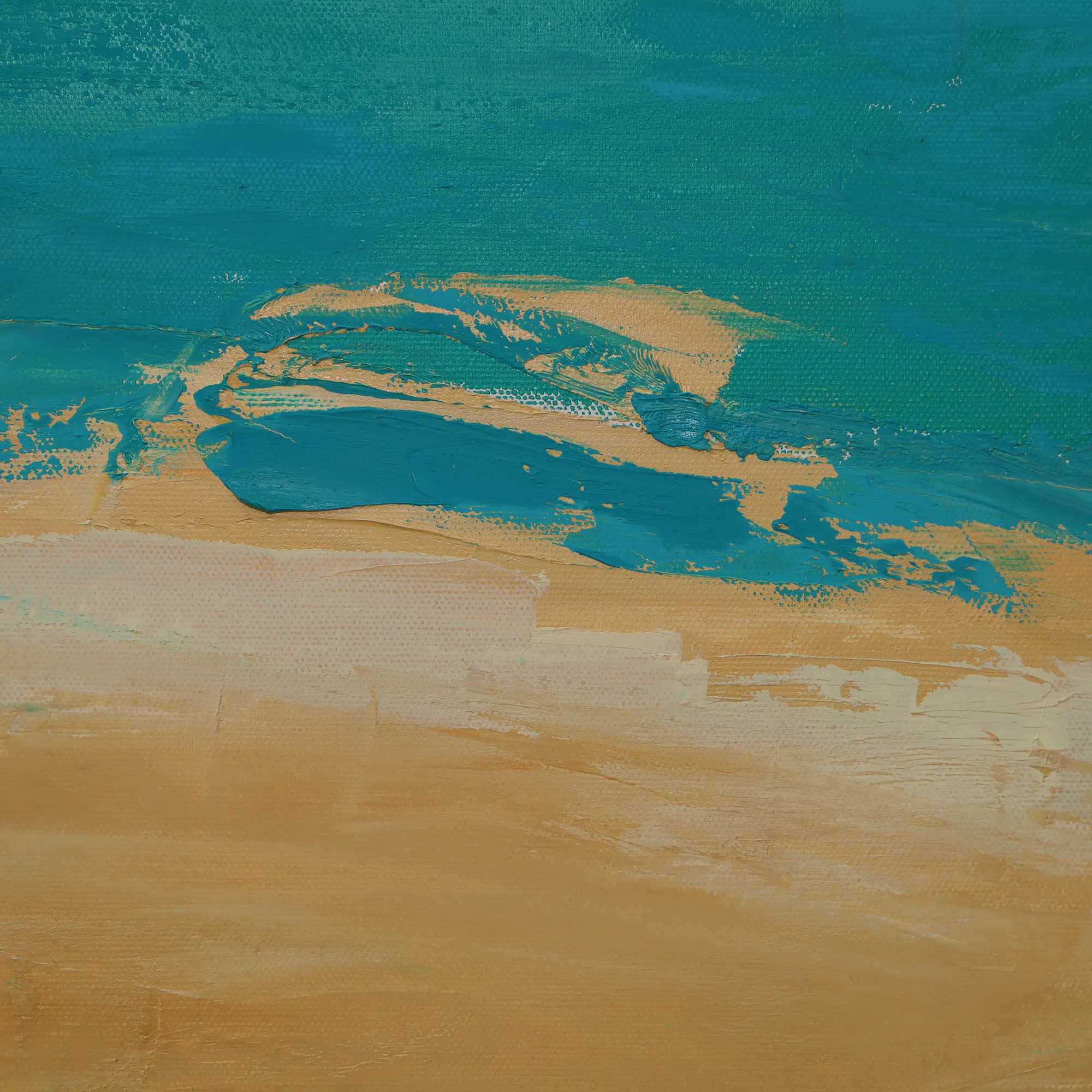 Nahaufnahme Gemälde XXL XL lang schmal Jamaika Meer Segel Boote blau gruen Strand Urlaub Art