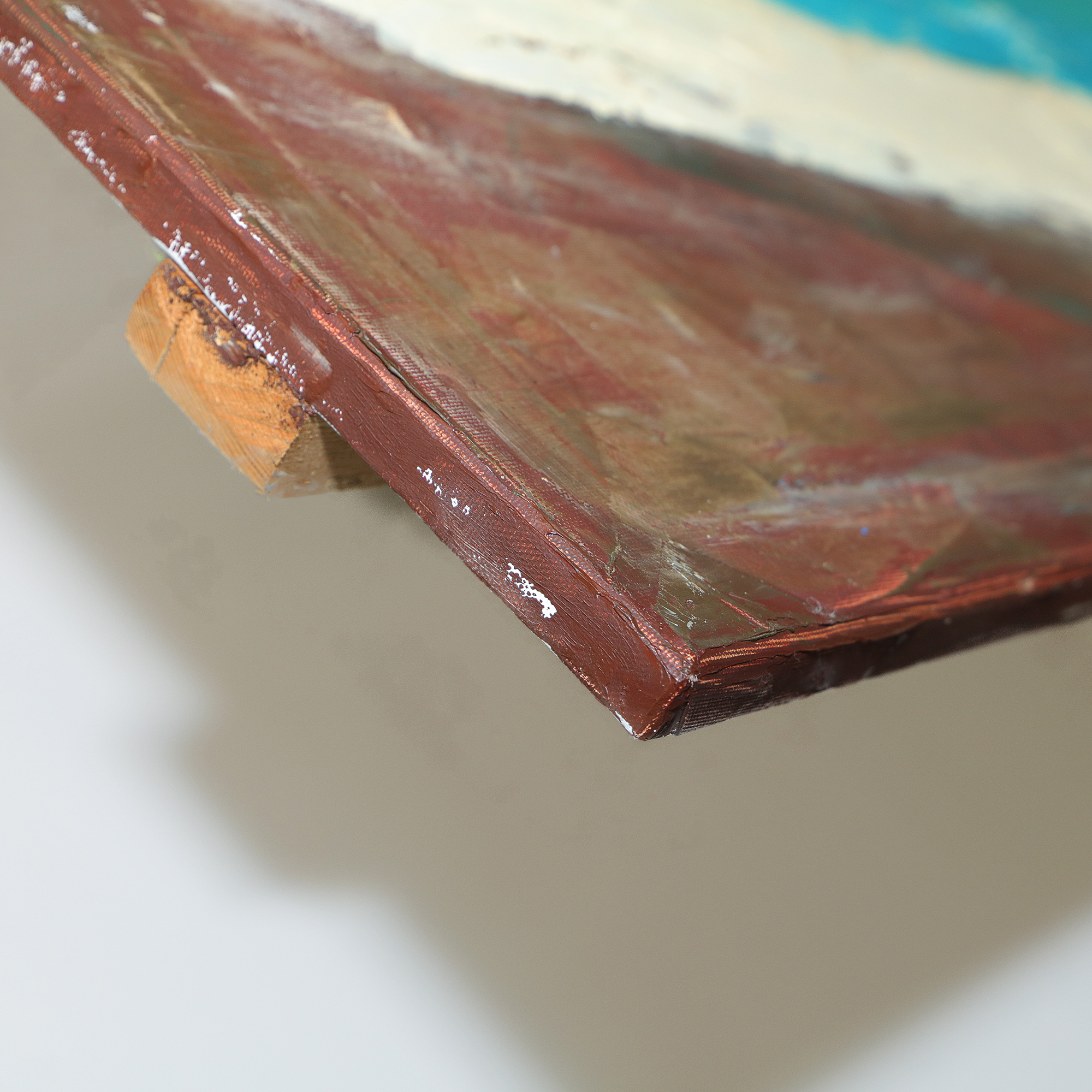 Nahaufnahme Gemälde XXL XL lang schmal Jamaika Meer Segel Boote blau gruen Strand Urlaub Art