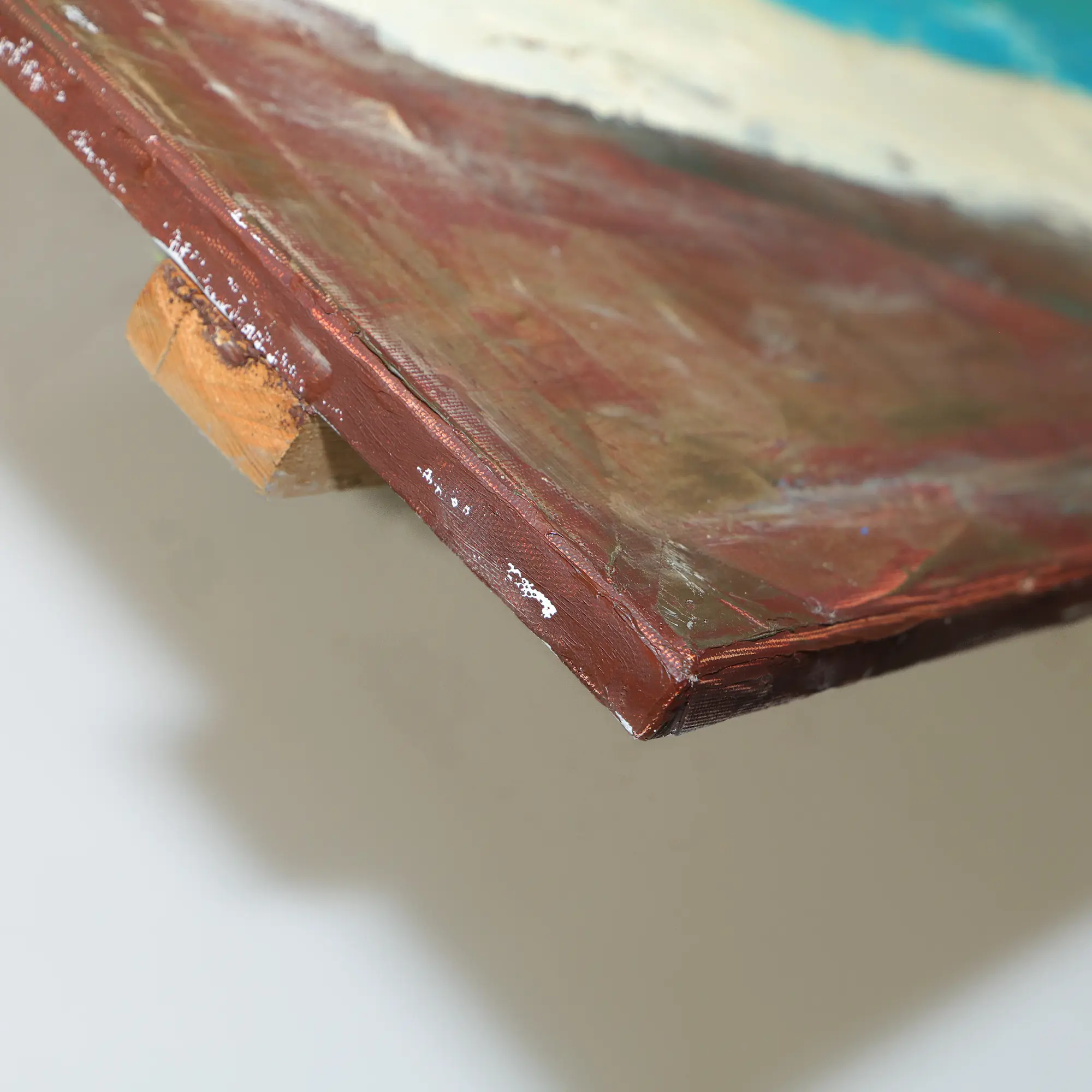 Nahaufnahme Gemälde XXL XL lang schmal Jamaika Meer Segel Boote blau gruen Strand Urlaub Art