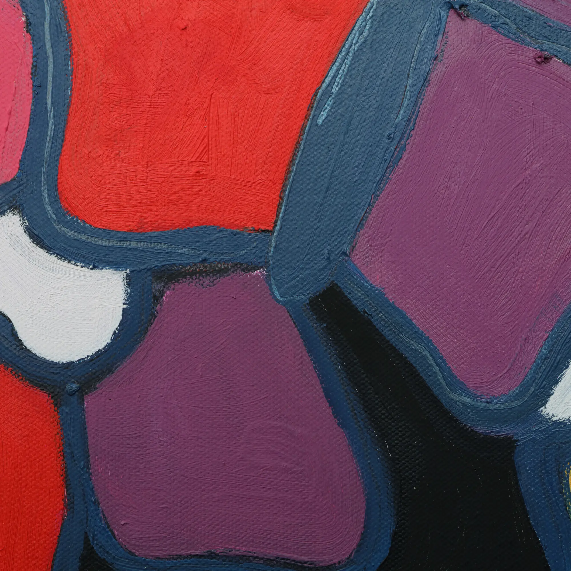 Nahaufnahme Gemälde weiss schwarz ocker rot lila violett Schmetterling Schmetterlinge