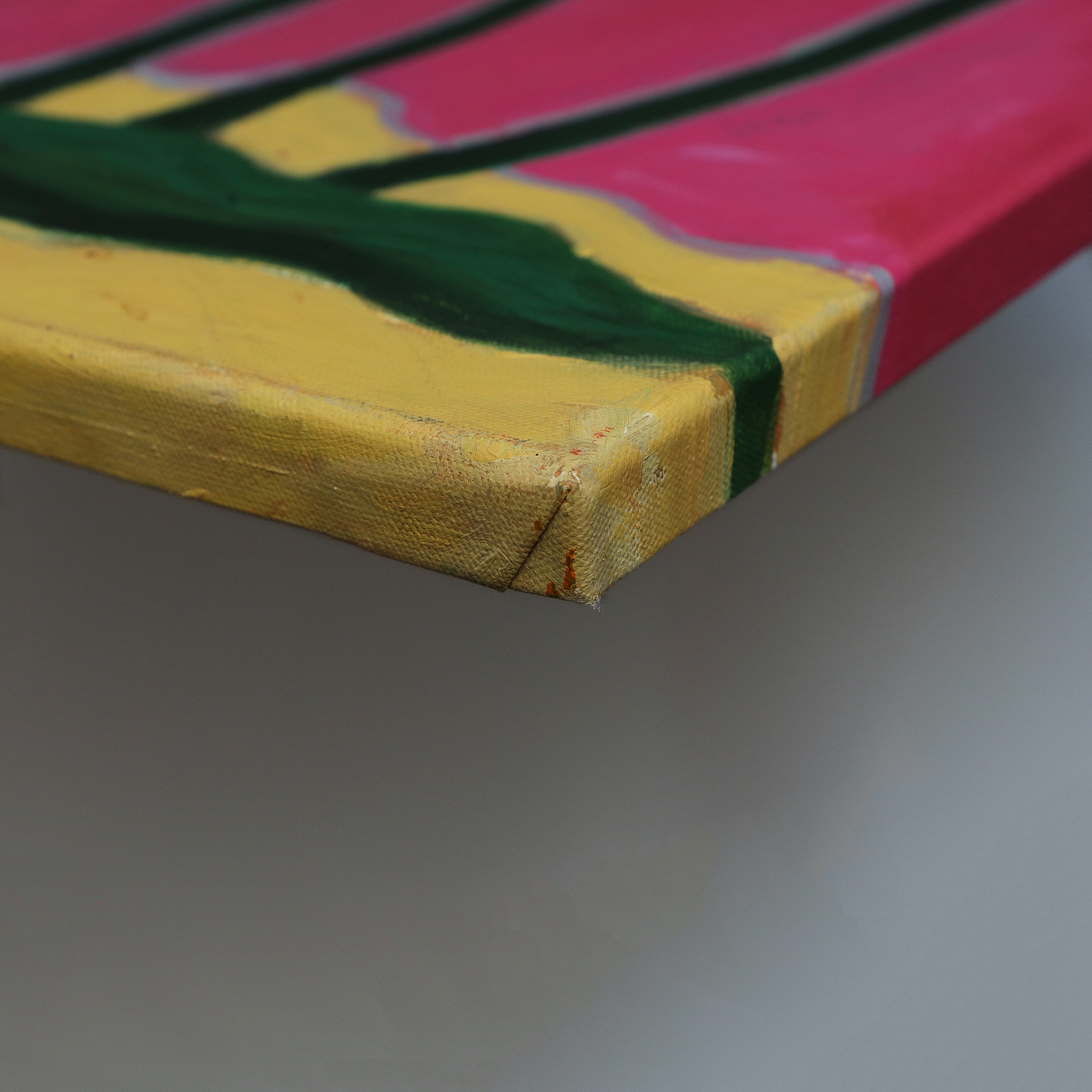 Nahaufnahme Gemälde Palmen pink Palme rosa Baum Urlaub ocker gruen Wueste Sahara