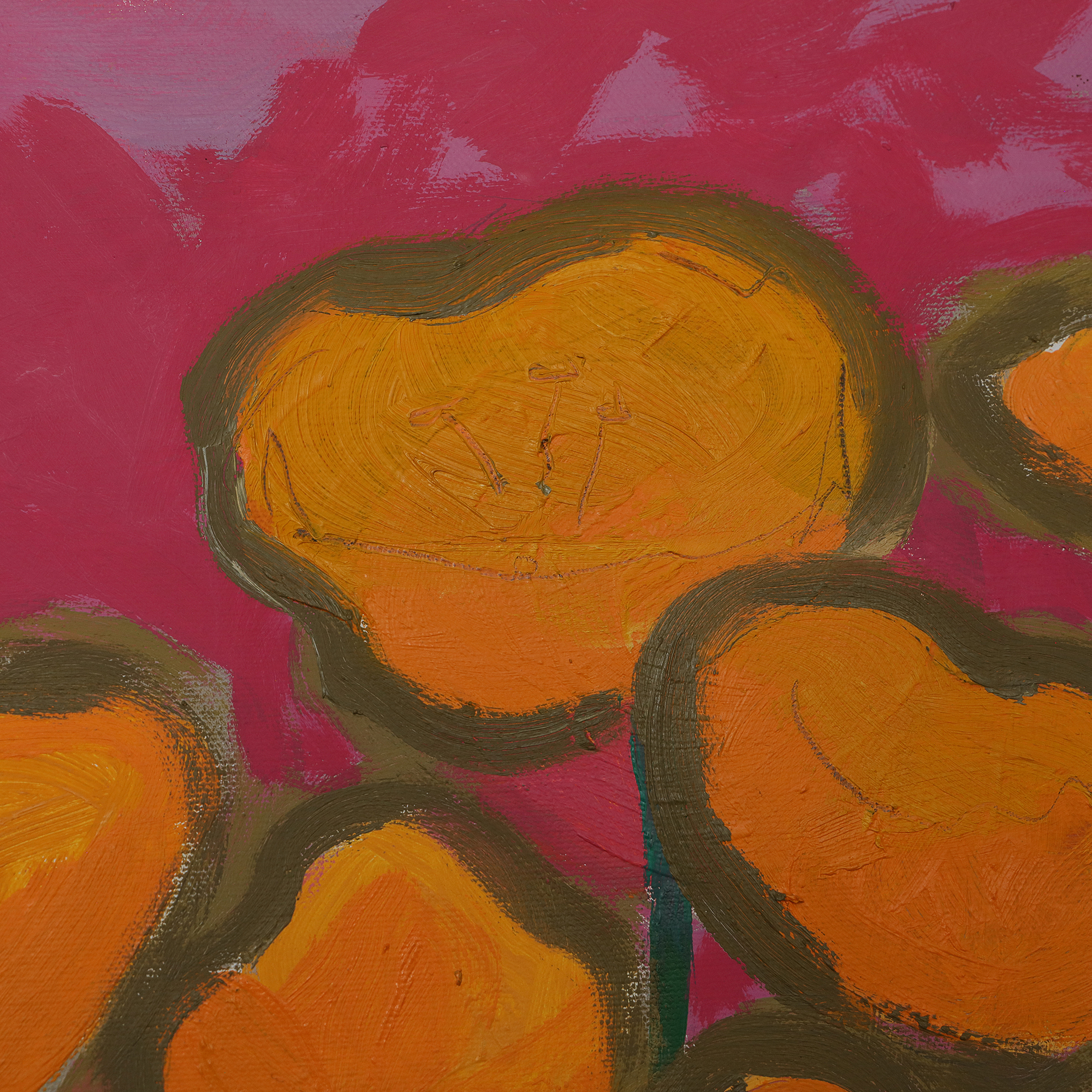 Nahaufnahme XXL XL Oel Gemälde groß Loft orange pink Blumen Wiese Tulpen Mohn Kunst Unikat