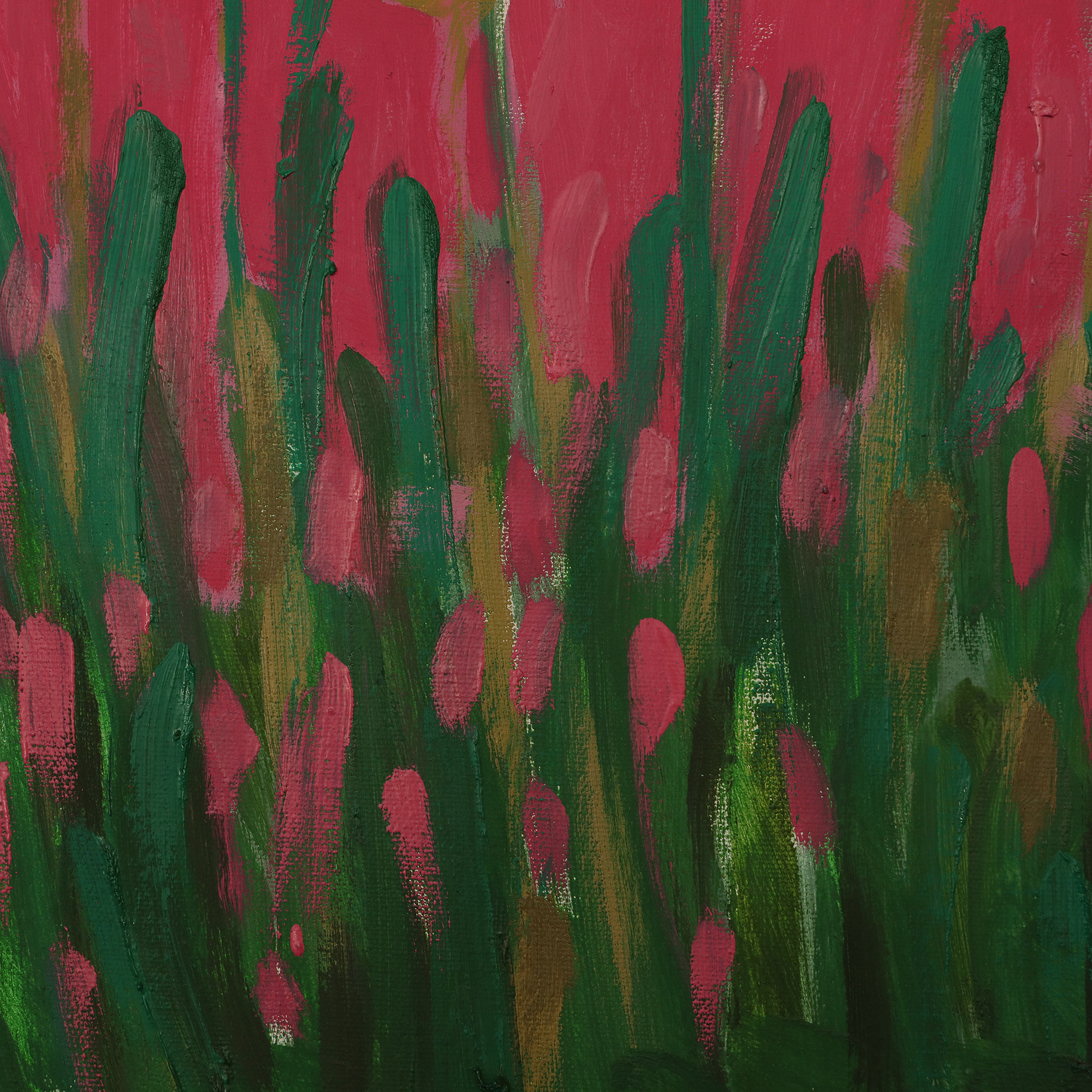 Nahaufnahme XXL XL Oel Gemälde groß Loft orange pink Blumen Wiese Tulpen Mohn Kunst Unikat