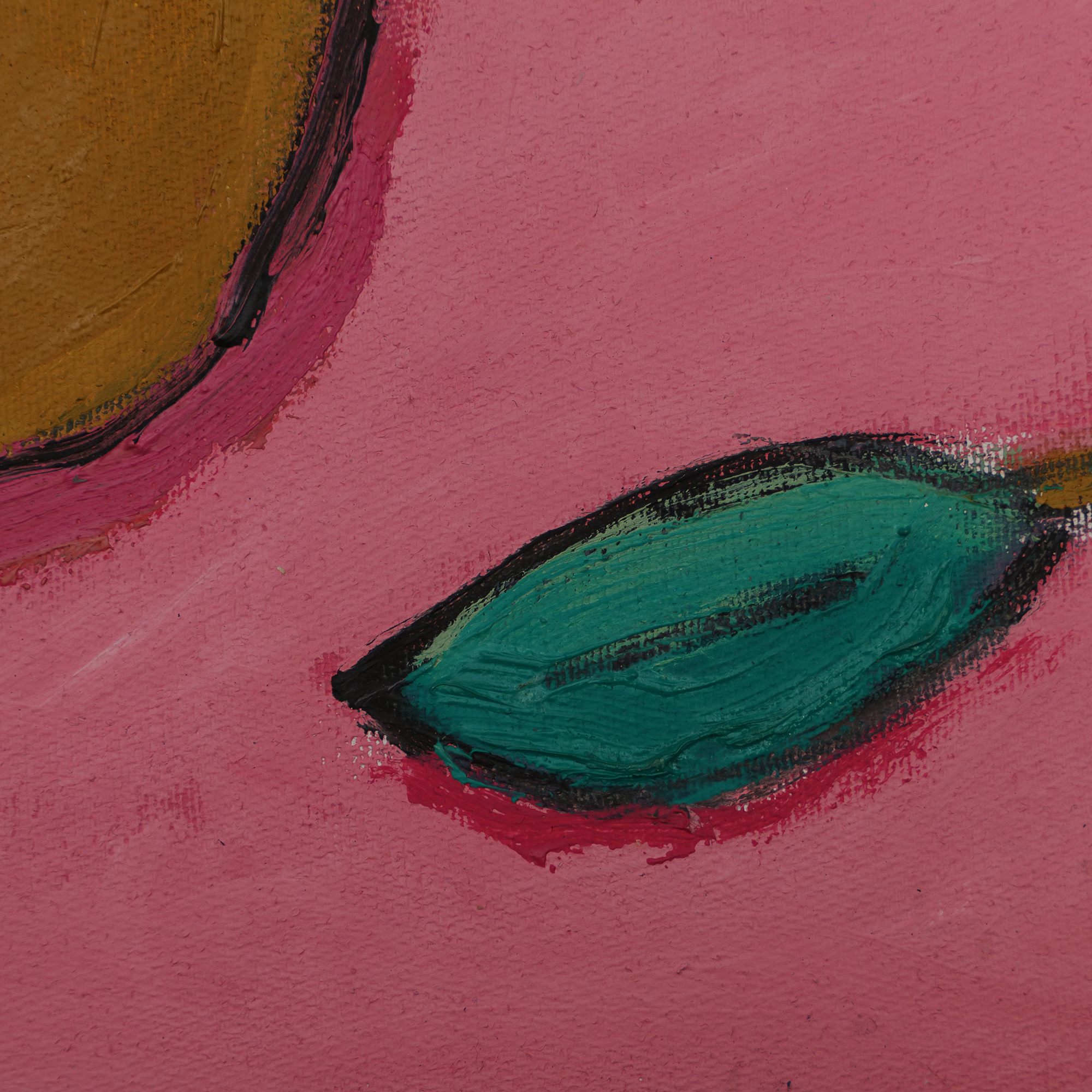 Nahaufnahme Gemälde XS Mini klein Frucht rosa pink Birne Obst Kueche Esszimmer Kunst Oel