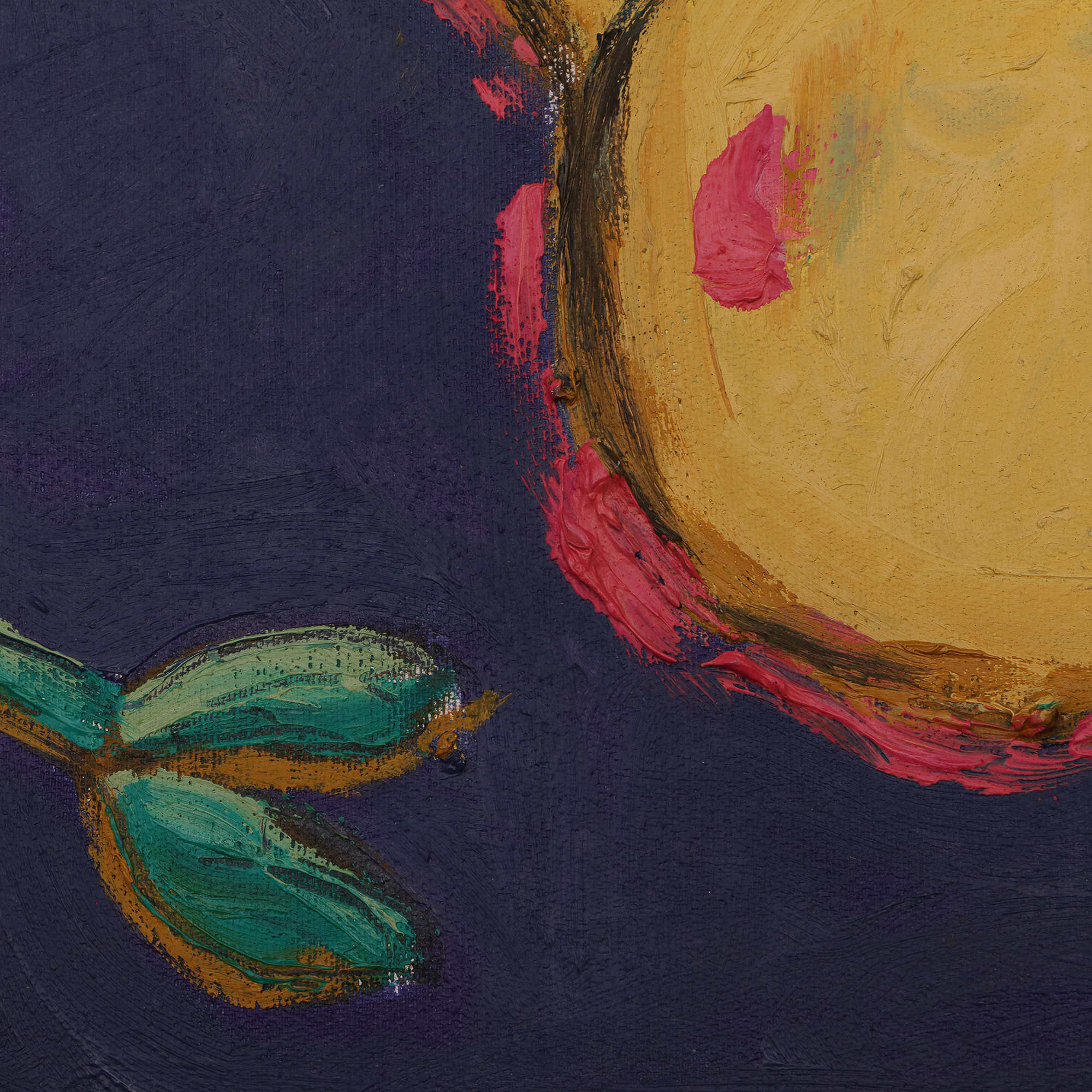 Nahaufnahme Gemälde XS Mini klein Frucht dunkel lila hell gelb Birne Obst Kueche Esszimmer