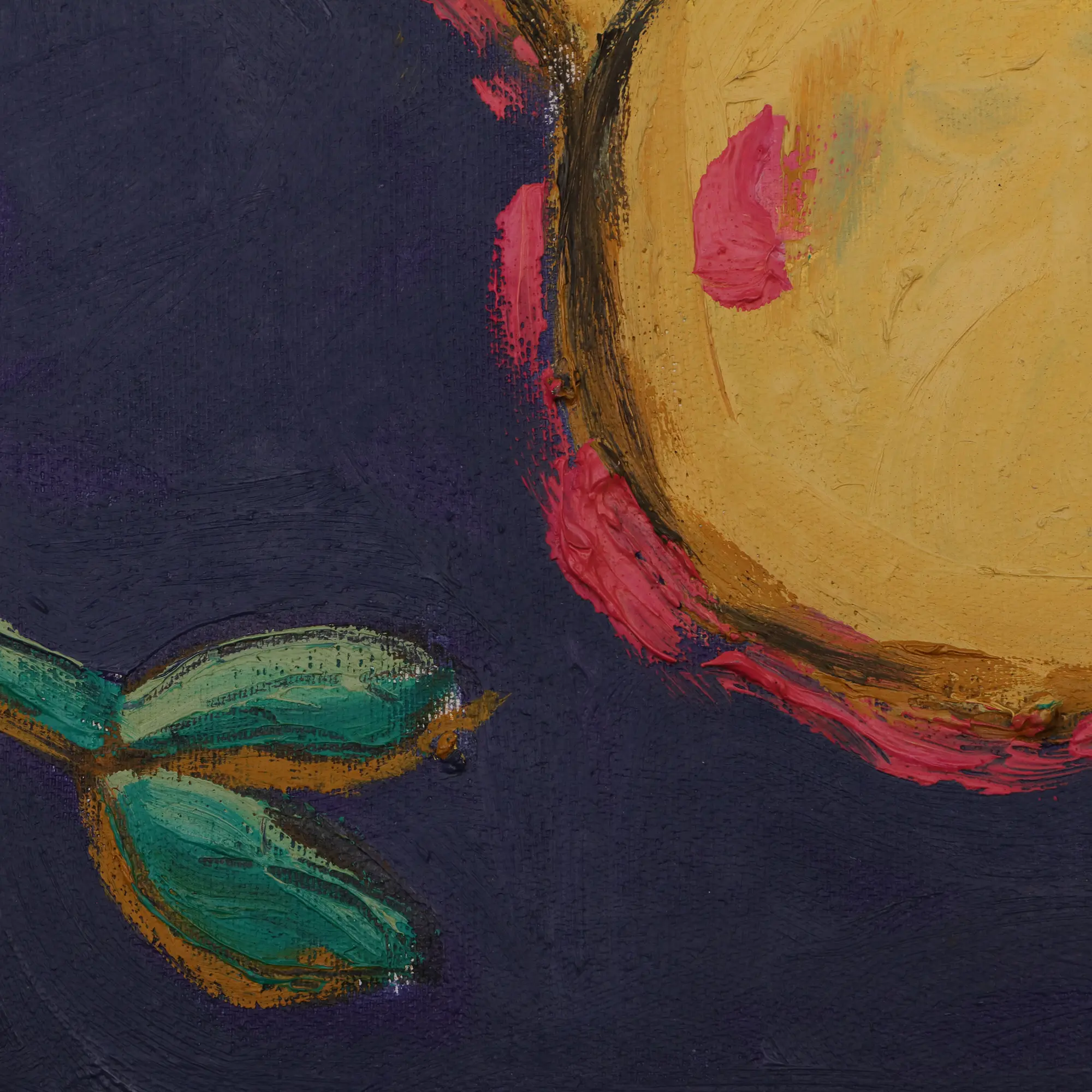 Nahaufnahme Gemälde XS Mini klein Frucht dunkel lila hell gelb Birne Obst Kueche Esszimmer