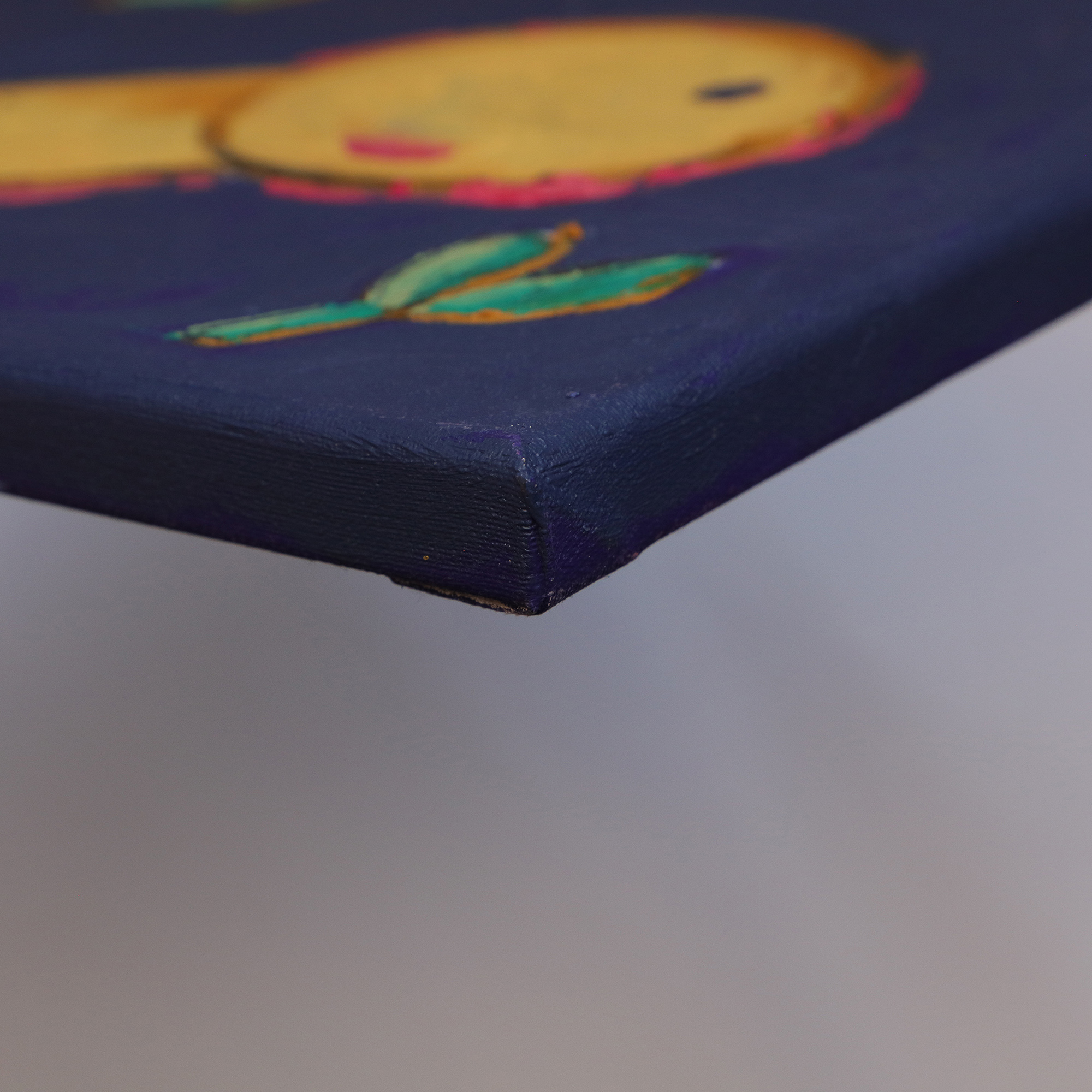 Nahaufnahme Gemälde XS Mini klein Frucht dunkel lila hell gelb Birne Obst Kueche Esszimmer