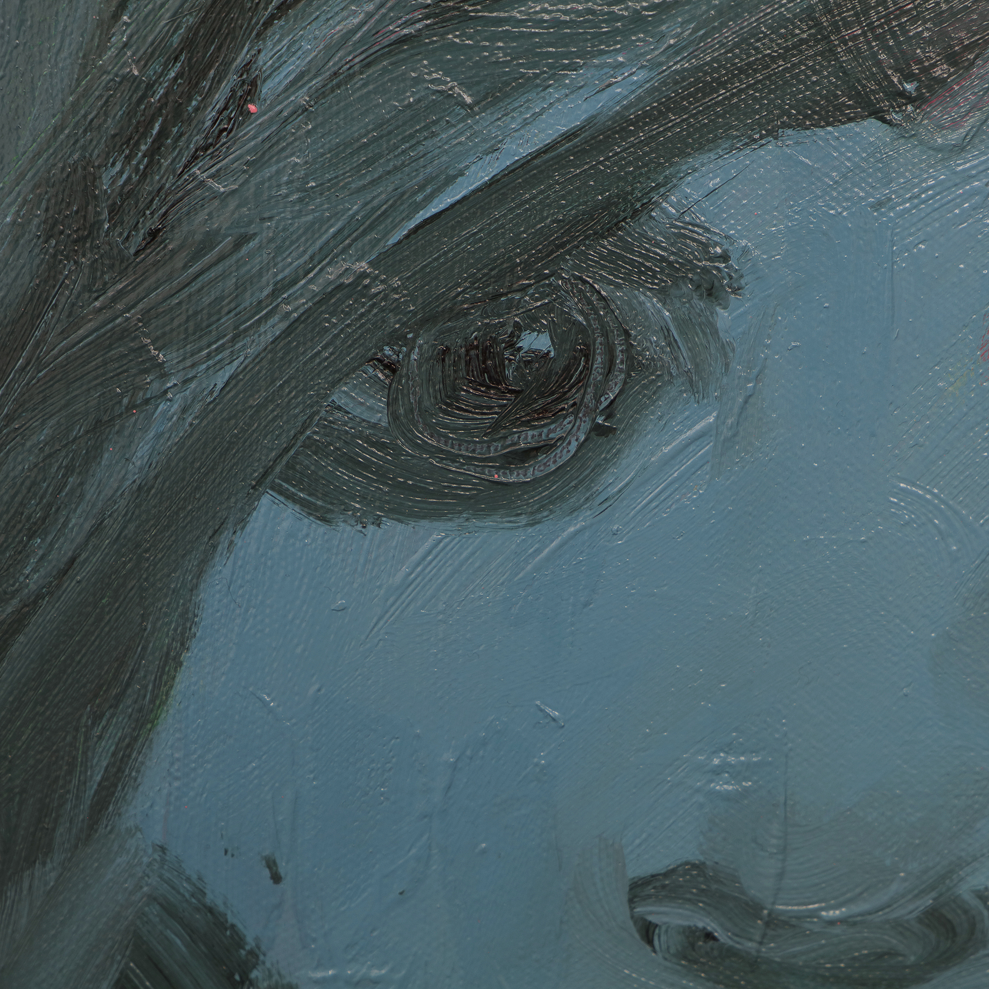 Nahaufnahme Gemaelde Bild Selbst Portraet Frau Frauen Kopf pastell rosa blau gruen Torso Oel