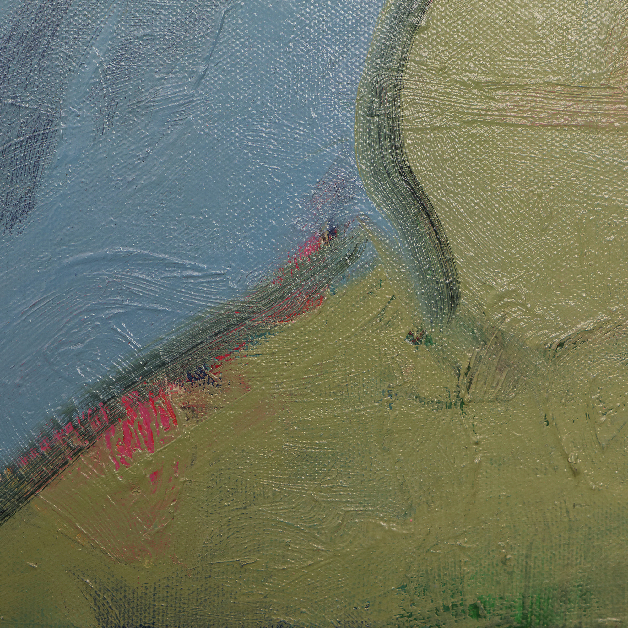 Nahaufnahme Gemaelde Bild Selbst Portraet Frau Frauen Kopf pastell rosa blau gruen Torso Oel