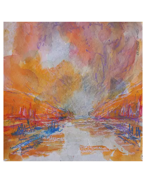 echtes Aquarell Gemälde XS Frankreich Regen Sonnenschein Sonnenuntergang Urlaub